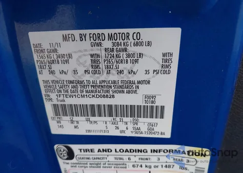 2012 Ford F-150 Xlt from USA, damaged, VIN 1FTEW1CM1CKD08828